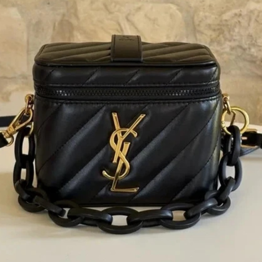 🎁 YSL GWP NOVELTY Black & Gold hard ware Quilted Vanity Crossbody Bag (BEAUTE) - Picture 8 of 11